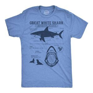 Mens Funny T Shirts Great White Shark Infographic Sarcastic Shark Lovers Tee For